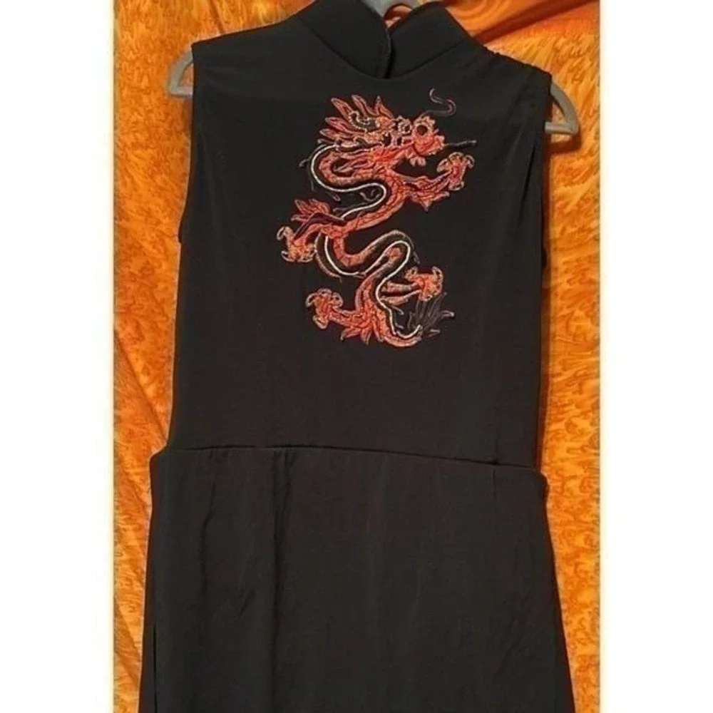 Rare Art Stone Dance Costume Black With Red Dragon Extra Large Child